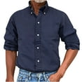thumbnail image 1 of ZCFZJW Long Sleeve Button Down Dress Work Shirts for Men Casual Big and Tall Regular Fit Solid Color Lapel Collared Business T-Shirt Tops Navy XL, 1 of 5