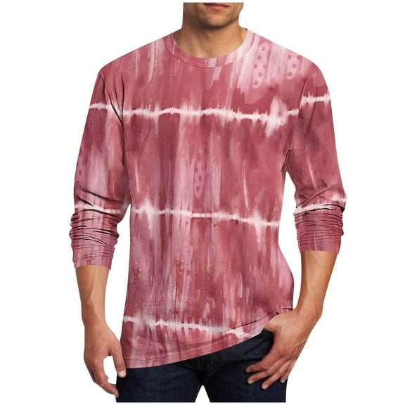 ZCFZJW Long Sleeve Shirts for Men Big and Tall Regular Fit Casual Fall Basic Crewneck Graphic T-Shirts Trendy Oversized Soft Cotton Pullover Tops Red#04 XXXXXL