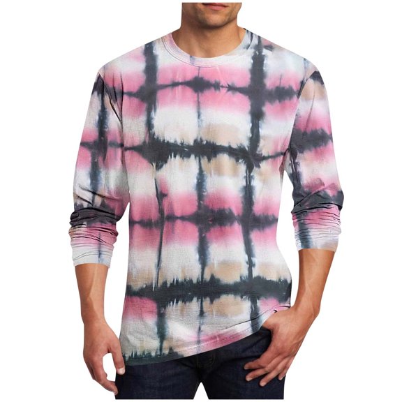 ZCFZJW Long Sleeve Shirts for Men Big and Tall Regular Fit Casual Fall Basic Crewneck Graphic T-Shirts Trendy Oversized Soft Cotton Pullover Tops Red#05 L