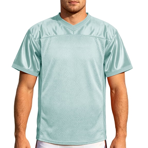 ZCFZJW Men Blank Plain Football Jersey Practice Team Sports Uniforms Hip Hop Hipster Short Sleeve V Neck Patchwork Breathable Mesh Pullover Shirts
