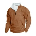 thumbnail image 1 of ZCFZJW Men Casual Hoodie Retro Stand-up Sweatshirts Lightweight Trendy Solid Color Long Sleeve Half Zip up Pullover Tops with Pockets Coffee XXXXL, 1 of 3