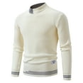 thumbnail image 1 of ZCFZJW Men Colorblocked Crewneck Sweater Baggy Knitted Pullover Jumpers Regular Fit Casual Fall Winter Textured Sweater Tops White XXL, 1 of 9