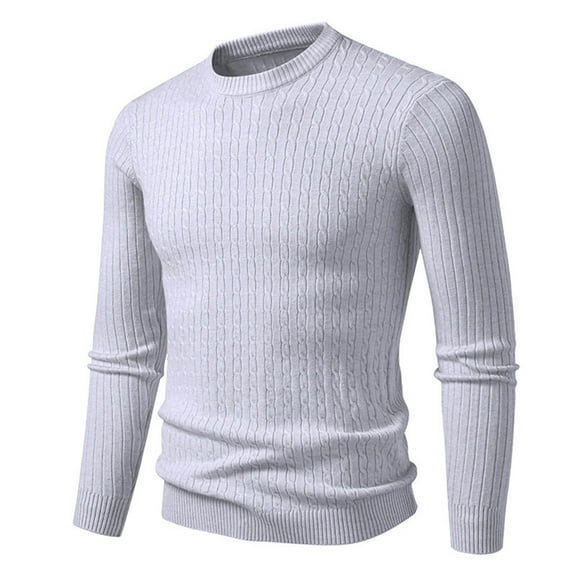 ZCFZJW Men Crew Neck Knit Sweaters Lightweight Knitted Sweaters Long Sleeve Pullover Sweater Casual Fall Winter Dress Thermal Sweater Tops Gray M