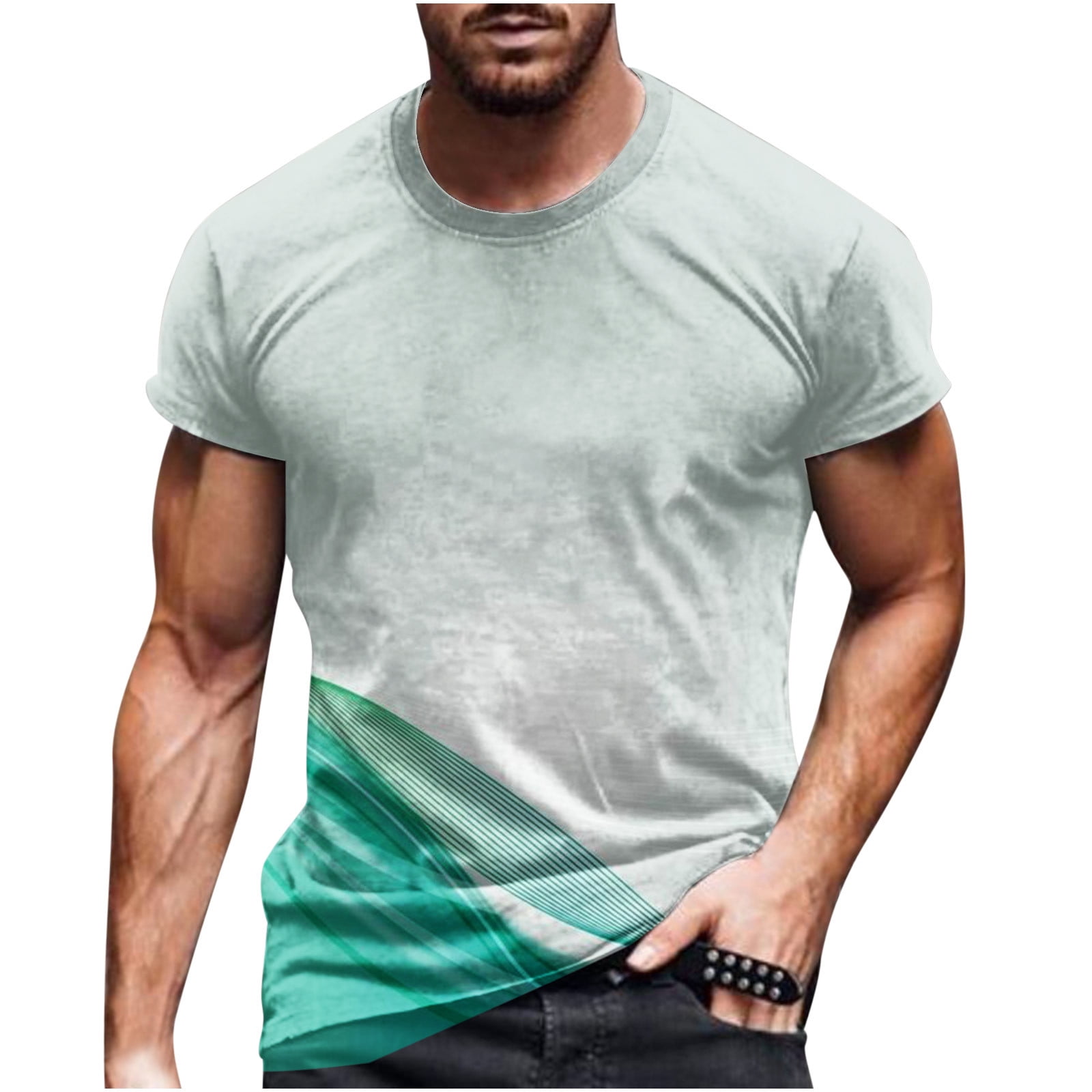 ZCFZJW Men Crewneck T-Shirts Summer Short Sleeve Casual Graphic Tshirt Tops  Trendy Basic Tee Shirt Loose Lightweight Comfy Cotton Blouse Mint Green  XXXXXL 