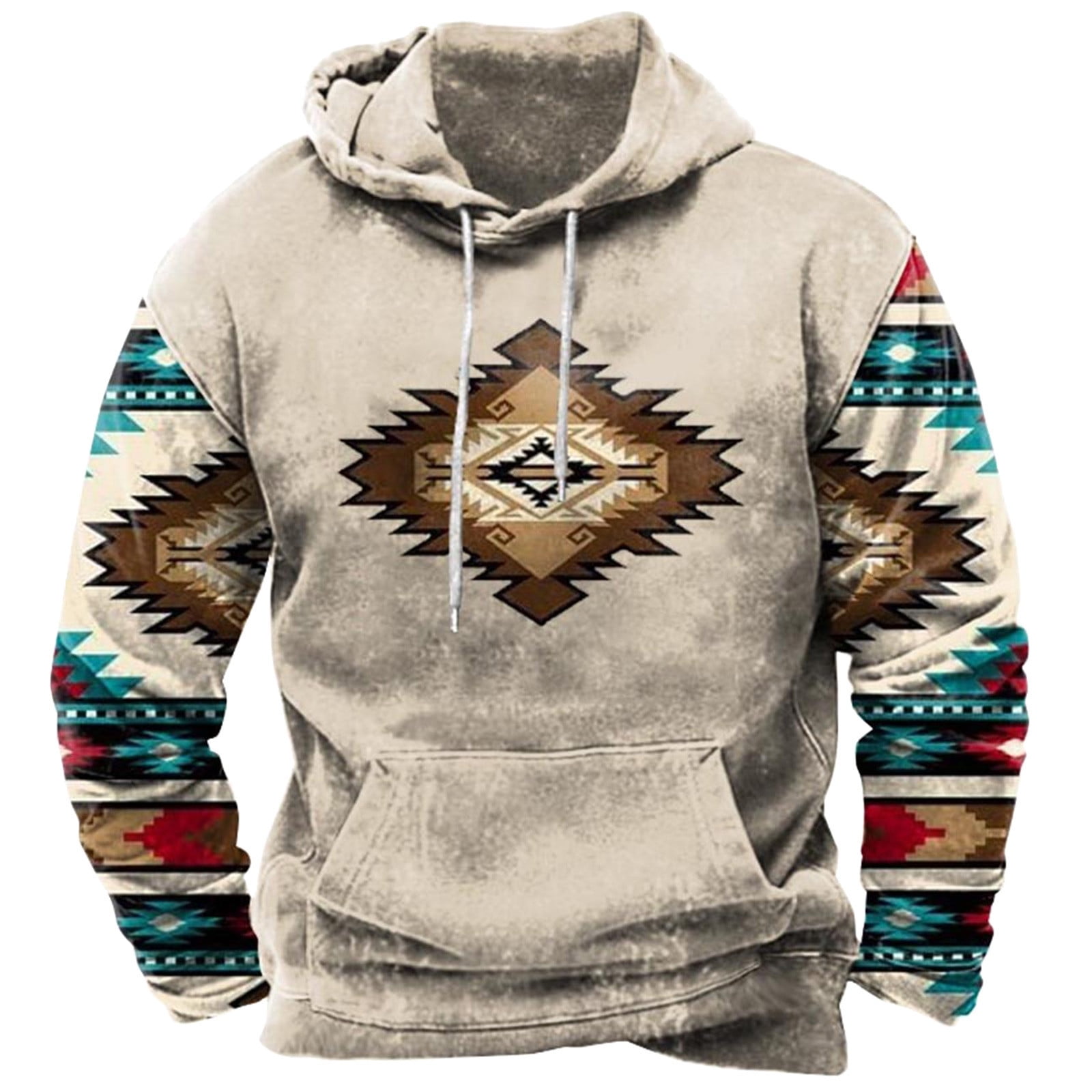ZCFZJW Men Hooded Coat Winter Vintage Western Aztec Tribal Graphic ...