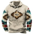thumbnail image 1 of ZCFZJW Men Hooded Coat Winter Vintage Western Aztec Tribal Graphic Pullover Hoodie Sweatshirts Classic Regular Fit Big and Tall Comfortable Cotton Outwear Tops with Pockets Beige L, 1 of 3