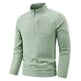 thumbnail image 1 of ZCFZJW Men Quarter Zip Pullovers Lightweight Long Sleeve Golf Shirts Quick Dry 1/4 Zip Mock Neck Basic Solid Color Athletic Shirt for Workout Running with Pockets Green L, 1 of 4