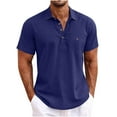thumbnail image 1 of ZCFZJW Men Short Sleeve Polo Shirt Lightweight Soft Cotton Casual Summer Collar Shirts Dress Button Polo T Shirt Classic Golf Shirts with Pockets Dark Blue XXXL, 1 of 6