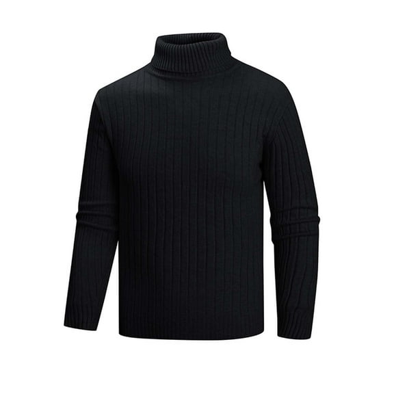 ZCFZJW Men Turtleneck Shirts Lightweight Long Sleeve T Shirt Ribbed Thermal Tops Baselayer Pullover Jumper Tops Black XXXL