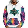 thumbnail image 1 of ZCFZJW Men Vintage Aztec Tribal Pullover Hoodie Western Ethnic Graphic Hooded Sweatshirts Long Sleeve Patchwork Pullover Tops with Pocket White XXL, 1 of 5