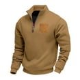 thumbnail image 1 of ZCFZJW Men's 1/4 Zip Pullover Thermal Fleece Fuzzy Sherpa Lined Sweatshirts Long Sleeve Warm Half Zip Stand Collar Winter Workout Jacket Tops Brown L, 1 of 7