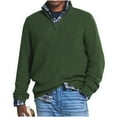 thumbnail image 1 of ZCFZJW Men's 1/4 Zip Turtleneck Sweater, Soft Ribbed Knitted Pullover with High Collar, Loose Fit Long Sleeve Casual Knit Sweatshirt Army Green XXXXL, 1 of 5