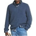 thumbnail image 1 of ZCFZJW Men's 1/4 Zip Turtleneck Sweater, Soft Ribbed Knitted Pullover with High Collar, Loose Fit Long Sleeve Casual Knit Sweatshirt Blue XL, 1 of 5