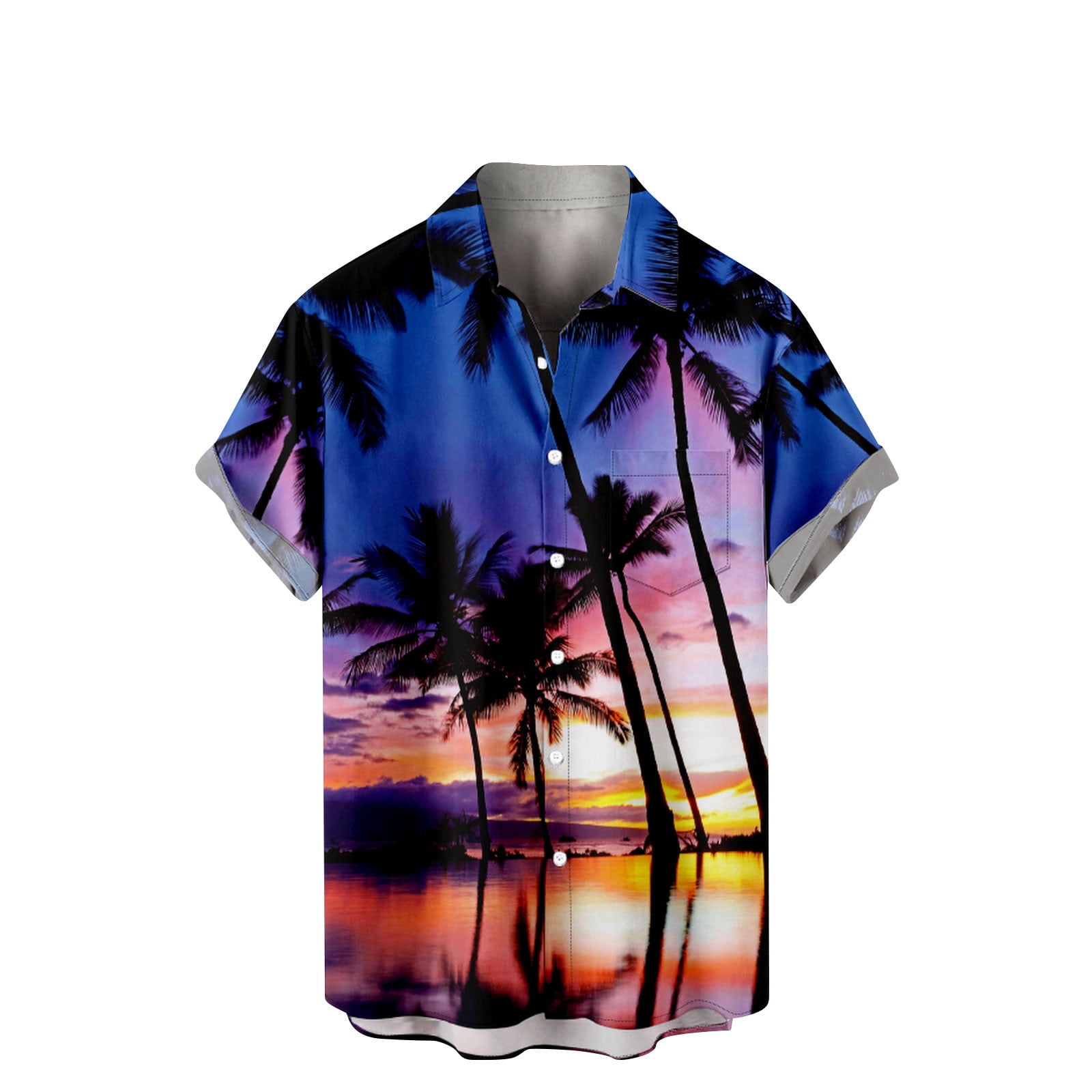 ZCFZJW Men's 4 Way Stretch Hawaiian Shirt Tropical Beach Shirts Casual  Short Sleeve Button Down Graphic T-Shirts Summer Big and Tall Tops Yellow L  