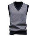 thumbnail image 1 of ZCFZJW Men's Argyle Sweater Vest Casual Fall Winter Sleeveless V Neck Knit Vest Top Business Tank Top Office Knitted Sweater Dark Gray XL, 1 of 6