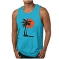 thumbnail image 1 of ZCFZJW Men's Beach Tank Tops Funny Palm Tree Print Graphic Tee Shirts Casual Sleeveless Muscle T-Shirt Trendy Quick Dry Fitness Outfit Clothes Sky Blue L, 1 of 5