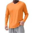 thumbnail image 1 of ZCFZJW Men's Big and Tall Shirts Cotton V Neck Basic Solid Color Long Sleeve Tops Loose Fit Casual Overszied Spring Summer Soft Basic Tee Shirt Orange XXXL, 1 of 9