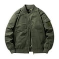 thumbnail image 1 of ZCFZJW Men's Bomber Jacket Casual Stylish Lightweight Long Sleeve Full Zip up Windbreaker Spring Fall Autumn Fashion Jackets with Multi-Pockets Army Green XXXL, 1 of 8