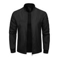 thumbnail image 1 of ZCFZJW Men's Bomber Jacket Lightweight Casual Solid Color Spring Fall Windbreaker Zip Up Long Sleeve Thin Coat Outwear with Pocket Black XXL, 1 of 3