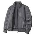 thumbnail image 1 of ZCFZJW Men's Bomber Jacket Lightweight Casual Spring Fall Long Sleeve Windbreaker Zip Up Flight Outwear Coat with Cargo Pocket Gray XXXL, 1 of 9