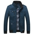 thumbnail image 1 of ZCFZJW Men's Bomber Quilted Jackets Lightweight Windbreaker Full Zip up Cargo Jacket Casual Fall Winter Coat Outerwear Sportswear with Pockets Dark Blue M, 1 of 5