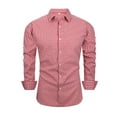 thumbnail image 1 of ZCFZJW Men's Button Down Shirts Long Sleeve Dress Shirt Business Casual Cotton Collared Plaid Work Tops with Pocket Red S, 1 of 6