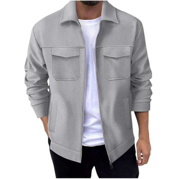 ZCFZJW Men's Button Down Waffle Shirt Jacket Casual Solid Color Long Sleeve Shacket Lightweight Overshirts with Flap Pockets Gray XL