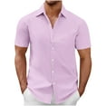 thumbnail image 1 of ZCFZJW Men's Button Down Shirt Short Sleeve Casual Shirt for Men Summer Business Casual Dress Shirt Big and Tall Regular Fit Beach Hawaiian Shirts Tops Hot Pink XXL, 1 of 6