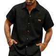 thumbnail image 1 of ZCFZJW Men's Button Down Waffle Knit Shirts Lightweight Casual Short Sleeve Cotton Textured Shirt Summer Beach Vacation Tees Tops with Pocket Black XL, 1 of 6