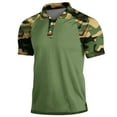 thumbnail image 1 of ZCFZJW Men's Camo Polo Golf Shirt Hiking Short Sleeve Side Slit T-Shirts Casual Summer Short Sleeve Button up V Neck Patchwork T Shirt Tops Army Green XXL, 1 of 3