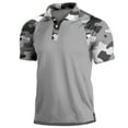 thumbnail image 1 of ZCFZJW Men's Camo Polo Golf Shirt Hiking Short Sleeve Side Slit T-Shirts Casual Summer Short Sleeve Button up V Neck Patchwork T Shirt Tops Gray M, 1 of 3