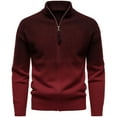 thumbnail image 1 of ZCFZJW Men's Cardigan Sweater Full Zip up Tie Dye Gradient Color Print Long Sleeve Basic Cable Knitted V-Neck Button Sweater Tops Fashion Ombre Jackets Wine L, 1 of 6