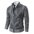 thumbnail image 1 of ZCFZJW Men's Cardigan Sweaters Full Zip Up Stand Collar Slim Fit Casual Big and Tall Retro Printed Long Sleeve Knitted Sweater with Pockets Gray M, 1 of 4