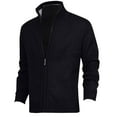 thumbnail image 1 of ZCFZJW Men's Cardigan Sweaters Full Zip Up Stand Collar Slim Fit Casual Jackets Trendy Knitted Pullover Sweater with 2 Front Pockets Black XL, 1 of 3