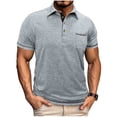 thumbnail image 1 of ZCFZJW Men's Casual Athletic Shirts Lightweight Short Sleeve Button Classic Collared T-Shirts Cotton Slim Fit Tees Lightweight Golf Top with Pocket Gray XL, 1 of 8