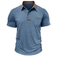 thumbnail image 1 of ZCFZJW Men's Casual Collared Athletic Shirts Lightweight Soft Cotton Short Sleeve Golf Shirts Fashion Basic Shirts with Pocket Blue XXXL, 1 of 6
