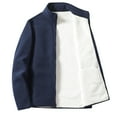 thumbnail image 1 of ZCFZJW Men's Casual Fleece Jacket With Inner Casing Plush Warm Lined Long Sleeve Pocket Solid Color Bottoming Cardigan Coat Outwear Z#01-Dark Blue XXL, 1 of 2