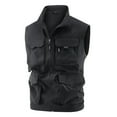 thumbnail image 1 of ZCFZJW Men's Casual Lightweight Outdoor Vest Big and Tall Regular FIt Casual Full Zip up Sleeveless Work Fish Photo Travel Vest Jacket with Multi-Pockets Black#01 XXL, 1 of 8