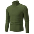 thumbnail image 1 of ZCFZJW Men's Casual Mock Neck Sweater Tops Fall Winter Thermal Long Sleeve Slim Fit Ribbed Striped Knitted Turtleneck Pullover Sweaters Army Green XXXXL, 1 of 2