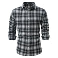 thumbnail image 1 of ZCFZJW Men's Casual Plaid Dress Shirt Button Down Shirts Checkered Printed Long-Sleeve Lapel Collared Work Business T-Shirt Tops Black M, 1 of 7