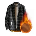 thumbnail image 1 of ZCFZJW Men's Casual Plaid Flannel Button Down Shirt - Fall Winter Plush Thick Keep Warm Plaid Shirt Sherpa Fleece Lined Jacket with Pockets Black XXXL, 1 of 4