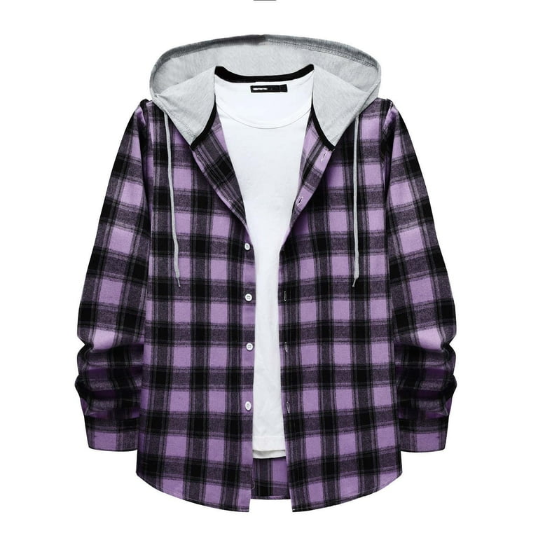 ZCFZJW Men's Casual Plaid Flannel Jacket with Hoodie ZCFZJW Men's Casual Plaid Flannel Jacket with Hoodie