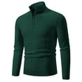 thumbnail image 1 of ZCFZJW Men's Casual Pullover Sweaters Trendy Solid Color Long Sleeve Twist Cable Knitted 1/4 Zip Up Mock Neck Long Sleeve Tops Sweater Green XXXL, 1 of 8