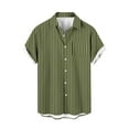 thumbnail image 1 of ZCFZJW Men's Casual Striped Button Down Shirts Short Sleeve Soft Cotton Summer Beach Hawaiian Shirt Loose Regular Fit Beach Vacation Tees Tops with Pockets Army Green XL, 1 of 4