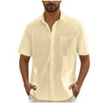 thumbnail image 1 of ZCFZJW Men's Casual Stylish Short Sleeve Button-Up Striped Dress Shirts Regular Fit Summer Cotton Beach Hawaiian Shirt with Pockets Khaki S, 1 of 6
