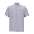 thumbnail image 1 of ZCFZJW Men's Casual Stylish Short Sleeve Button-Up Striped Dress Shirts Trendy Soft Cotton Beach Vacation Tees Shirt Tops White L, 1 of 4