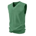 thumbnail image 1 of ZCFZJW Men's Casual Sweater Vest Basic Solid Color V-Neck Slim Fit Sleeveless Sweater Stretchy Knitted Pullover Vest Tank Tops Green L, 1 of 6