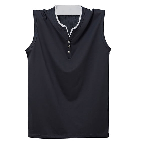 ZCFZJW Men's Casual Tank Top Sleeveless Henley Shirts Muscle Fit T Shirt Big and Tall Regular Fit Comfy Basic Workout Fitness Gym Tees Shirt Black XXXXL