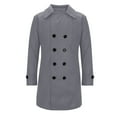 thumbnail image 1 of ZCFZJW Men's Casual Trench Coat Slim Fit Notched Collar Long Jacket Overcoat Double Breasted Pea Coat with Pockets Dark Gray XXXL, 1 of 5