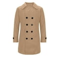 thumbnail image 1 of ZCFZJW Men's Casual Trench Coat Slim Fit Notched Collar Long Jacket Overcoat Double Breasted Pea Coat with Pockets Khaki XXL, 1 of 5